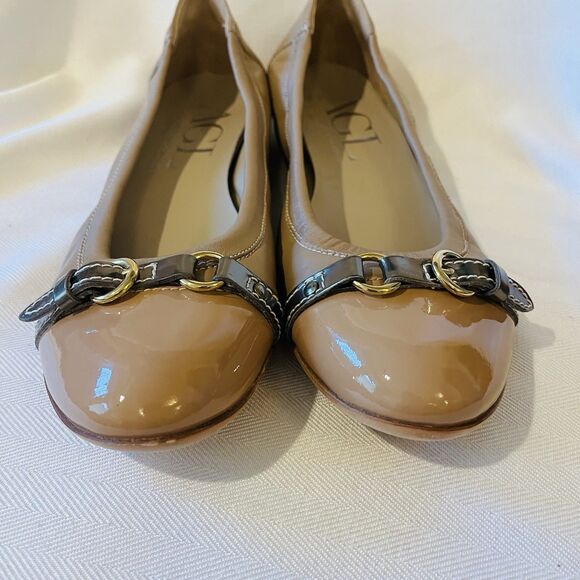 AGL Ballet Flats Patent Leather Monika Cap Toe Basi-Ghib-Gold Beige EU 39 US 9 - Picture 7 of 16
